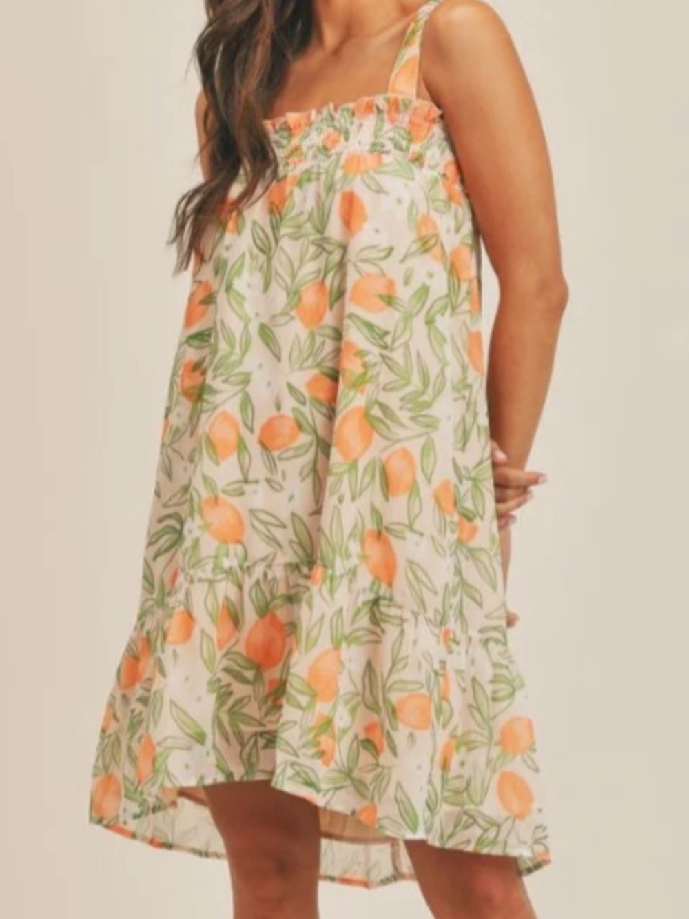 Sadie & Sage Orange Citrus Fully-Lined Mini Dress with Adjustable Straps